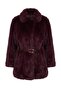 Bordo Kemerli Suni Kürk Oversize Midi Kaban TWOAW27KB00012 - 11