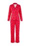 Kırmızı %100 Pamuklu Leopar Kalpli Örme Pijama Takımı THMAW25PT00142 - 4