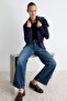 Premium Mavi DÖKÜMLÜ Yüksek Bel Bilek Boy Wide Leg Jeans TWOAW27JE00078 - 2
