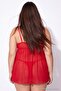 Kırmızı Kapsız Balensiz Fantezi Gecelik/Büyük Beden Babydoll & Tanga TBBAW27DH00003 - 4