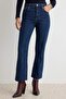 Koyu Mavi Orta Esnek Yüksek Bel Crop Flare İspanyol Paça Jeans TWOAW27JE00181 - 3