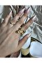 Asymmetric Bombed Model Gold Women's Ring - 2