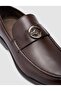 100% Genuine Leather Brown Buckle Men's Casual Shoes - 5