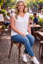 Women's Plus Size Sleeveless Button Detail Aerobin Fabric Blouse - 4