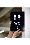 Wc Women-Men Double Sided - Side Mounted Directional Sign 20X30Cm - Black Plexiglass