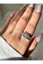 Women's Silver Color Stone Heart Ring