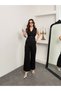 Belt Detailed V-Neck Sleeveless Top and Wide-Leg Pants Black Set