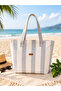 Twill Multi-Purpose Bag Fabric Shoulder Beach Bag Handbag Gray Cream