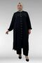 57018 large size elastic sleeves buttoned length airobin trouser set - black
