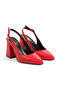 Red Leather Pointed Toe Open Back 9 cm Covered Heel New Season - 5