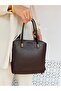 Brown 5-Compartment Women's Scarf Bag with Accessories and Hand and Shoulder Straps - 4