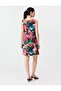 Black Linen Blend Floral Print Boat Neck Mini Dress - 4