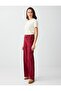 Burgundy Regular Waist Spanish Style Woven Long Trousers - 3