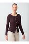 Bitter Brown Slim Fit Boat Neck Knitted Jacket - 4