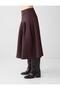 Bitter Brown Regular Waist Comfortable Cut Waist Zipper Woven Midi Skirt - 5