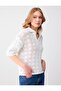 White Polo Collar Elbow Sleeve Lace-Like Knit Knitwear Blouse - 4