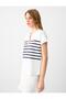 White Stripe Patterned V-Neck Sleeveless Knitted Sweatshirt - 4