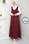 Burgundy River Knitted Gilet Dress - HM2389