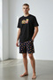 Men's Cotton Printed Pajama Set with Pockets and Shorts - 2