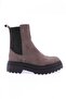 Women's Thick Sole Stretch Detailed Boots Taupe Suede Genuine Leather 456302678