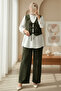 Tie-Front Vest Trousers Velvet Suit -Khaki