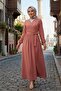Tie-Up Blouse Skirt Double Set 1465 - Salmon - 4