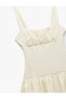 Bürümcük Fabric Lining Draped Square Neck Sleeveless Strap Mini Dress - 5