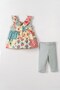 Nk Baby Girl Floral Printed Tights Set 1-4 Years Ecru - Blue - 2