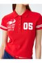 Polo Neck Buttoned College Printed Short Sleeve T-Shirt - 5