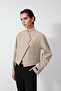 Diagonal cropped blazer jacket