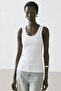 3 Pieces of Ribbed Fitted Viscose Blended Strappy T-Shirt - 2