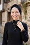 Glitter Cross-Lined Black Ready-Made Turban Hijab Cap Suitable for Medical Use - 7