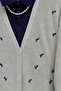 Embroidered Three-Button Waist-Length Cardigan - Stone - 4