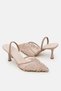 Pearl Stone Beaded Lace Tulle Embroidered Classic Stiletto Heeled Evening Dress Shoes - Beige Nude Thin Heeled Sandals Slippers Comfortable - 4