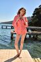 Suzie Poplin Striped 3/4 Sleeve Shirt Pajama Top - Orange - 5