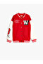 College Jacket Applique Detailed Long Sleeve Color Block Snap Closure Raised - 3