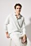 Regular Fit Polo Collar Linen Blend Long Sleeve Shirt F9322Ax26Sp - 3