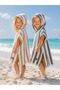 4 Layer Muslin Poncho Anthracite Striped Baby Poncho Children's Poncho Bath Beach Sea Poncho - 4