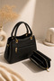 3 Compartment Women's Shoulder and Arm Bag with Gold Details + 2-Piece Wallet Set - 2