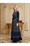 Women's Long Sleeve Nubuck Velvet Long Dress - 2