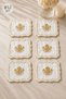 Liva Gold 6-Piece Cocktail Coffee Presentation Napkin Maras Work Glaze Embroidery Embroidered Presentation Napkin - 2