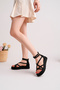 Women's Black Suede Cross-Strapped Ankle Strap Zippered Sandals - 4