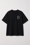 Women's Oversize 100% Cotton T-Shirt Comfortable Fit Printed Black T-Shirt - 2