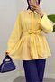 Half-Buttoned, Tie-Waist, Side-Zip Tunic - Yellow