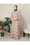Drawstring Collar Floral Print Hijab Dress Comfortable Fit Spring Season Mother's Prayer Hijab Dress - 3