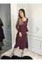 Women's Red Long Sleeve Antique Woven Dress - 4