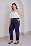 High Waist Carrot Fabric Pants - 3