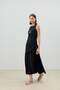 Black Lyocell Blended Women's Dress with Belt Detail - 5