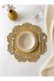 Mustard Yellow Suede Fabric American Service Placemat 35X35 cm Round Set of 6 - Stylish and Durable - 3