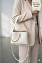 Casual White Small Size Women's Bag, Hand and Shoulder Bag with Adjustable Strap and Chain Accessories